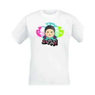 Squid Game T-shirt - Cartoon Doll - S Tot 3XL - Voor Mannen - Wit