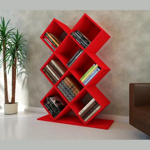 Asir Boekenplank - Rood - 90 X 129 X 19, 5 Cm thumbnail
