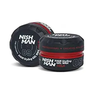 Nishman Hair Styling Wax For Men 09 - Cola 150g - Cola Scent - Natural Shine Look - Strong Hold - Mens Hair Gel Aqua Wax- Long-Lasting Control And