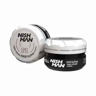 Nishman Hair Styling Pomade F1 - Fibre Cream 100g - Flexible Hold And Shine For All Hair Types - Long-Lasting Texture And Definition - Easy To Apply &