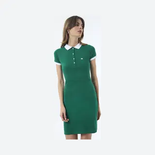 Jimmy Sanders Jurk - Knielengte - Katoenen - Korte Mouw Dames Groen - S