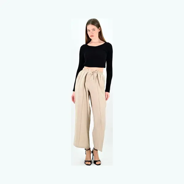 YesMooi - Wide Leg Culotte Broek - Beige - 4XL (48) - Pantalon Dames Luchtige Broek thumbnail