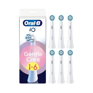 Oral-B Pack Of 6 Gentle Care Replacement Brushes, Genuine White, Softest Brushing, Suitable For Sensitive Gums, Round Brush For Oral B Io Electric