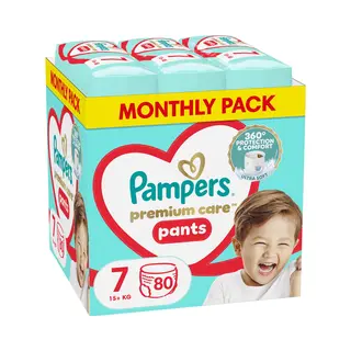 Pampers Premium Zorgbroek (Maat 7, Maandelijks Pakket, 80 Pcs.)