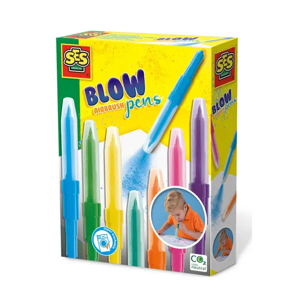 Ses Creative Blow airbrush pens - 7 stuks - blaasstift - blaaspen - goed uitwasbaar thumbnail