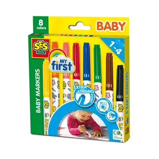 Ses Creative My First - Baby markers - 8 kleuren stiften - veilige dop - ronde, stevige punt - makkelijk uitwasbaar