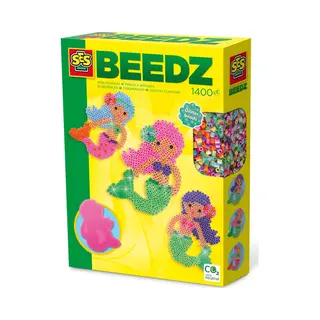 Ses Creative Beedz - Strijkkralen met legbord - grondplaat, 1400 strijkkralen en strijkvel - zeemeermin - met glitters - Pvc vrij