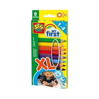 Ses Creative My First - Kleurpotloden Xl - korte en dikke potloden - 8 verschillende kleuren - ergonomische grip
