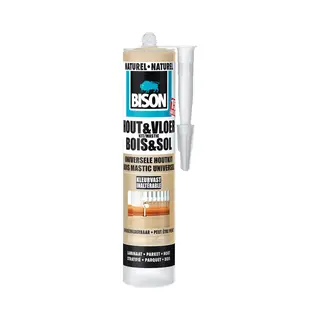 Bison Hout&Vloer Naturel Koker 300 Ml, Voor Parket, Laminaat, Planken, Kurken, Pvc, Kleurvast, Schuurbaar, Elastisch, Hoogwaardige Afdichtingskit,