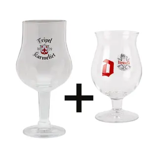 Bierglas Cadeau Pakket 1x Karmeliet 25cl + 1x Duvel Bierglas 33cl (2 Bierglazen Kado) Mancave