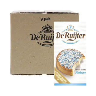 De Ruijter Blauwe & Witte Muisjes - Voor Geboorte Toast, Gebak En Yoghurt - 9 X 330g