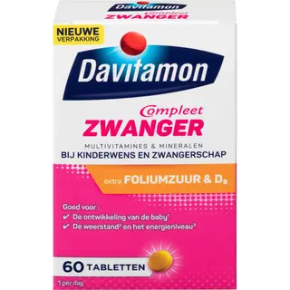Davitamon Mama Compleet Zwanger - Multivitamine Bij Kinderwens En Zwangerschap - Bevat Extra Foliumzuur En Vitamine D3 - 60 Tabletten