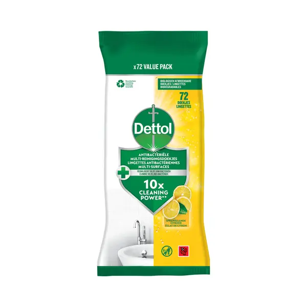 Dettol Antibacteriële Reinigingsdoekjes Sprankelende Citroen 72 Stuks thumbnail