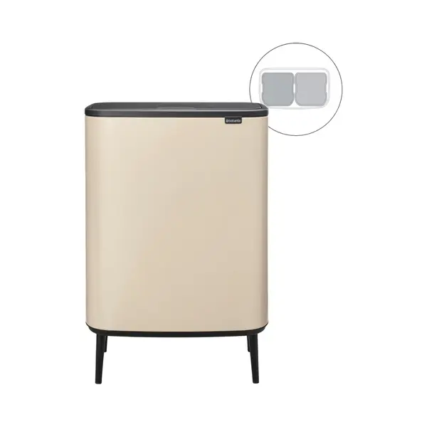 Abfallbehälter zur Mülltrennung Bo Touch Bin Hi Mülleimer 2 X 30 L, Beige thumbnail