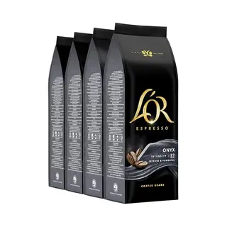 L'Or Espresso Koffiebonen Onyx (2 Kilogram, Intensiteit 12/12, 100% Arabica Dark Roast Koffie, Utz Gecertificeerd), 4 X 500 Gram