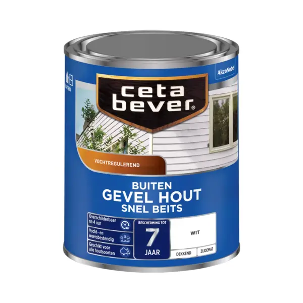 Cetabever Gevel Hout Snel Beits Dekkend - Wit - 0, 75L thumbnail