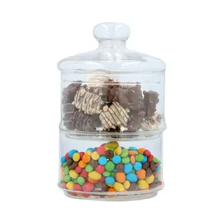 Alpina Kitchen & Home Bonbonnière/snoeppot - Glas - 2 Lagen - Ø16 Cm - Met Deksel