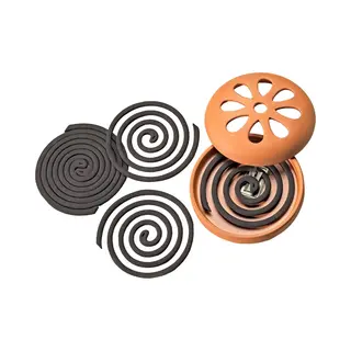 Terracotta Schaal Met 6 Citronella Ringen