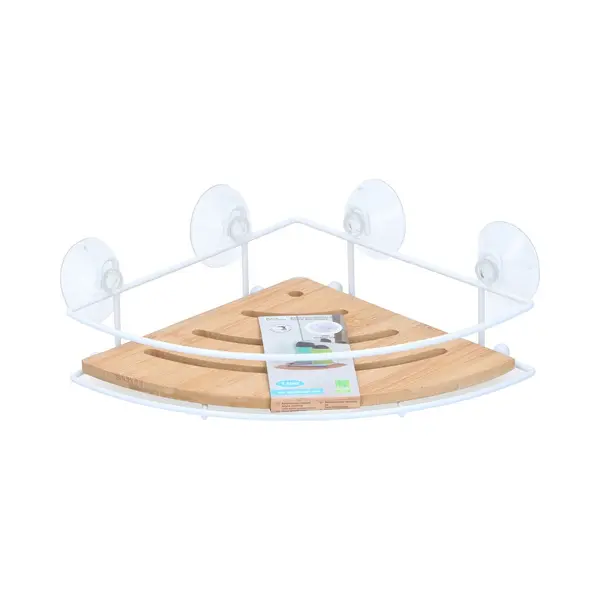 Bath&Shower Bath & Shower Caddy - No Drilling - Hanging - Corner - Iron/ Bamboo - White thumbnail