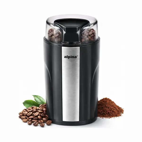 Alpina Elektrische Koffiemolen - 70g Koffiemaler - Coffee Grinder - Bonenmaler - Koffiebonen Maler En Kruidenmolen - Rvs - Zwart thumbnail