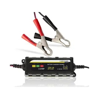 Dunlop Ladegerät Autobatterie Mit Led-Anzeige - Batterieladgerät 12V - Batterie Ladegerät Für Auto, Motorrad, Roller Und Boot - IP65 Zertifiziert