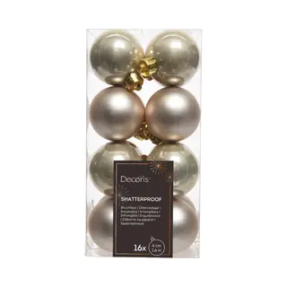 Decoris Kerstballen – 16 Stuks – Kunststof - 4cm