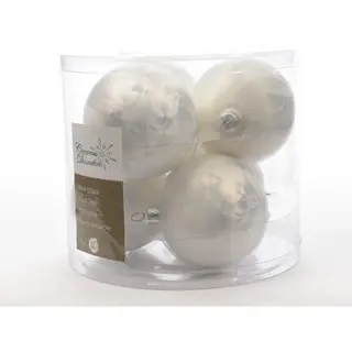 Kaemingk Christbaumschmuck, Weihnachtskugeln Glas 8cm 6 Stück - Weiß Eislack