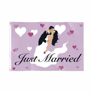 Haza Original Gevelvlag ''just Married'' Roze 90 X 60 Cm