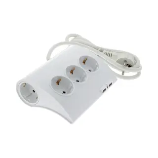 Q-Link Stekkerdoos 5V Ra Thermoswitch/2Xusb 1.5m 3X1.5 - Wit