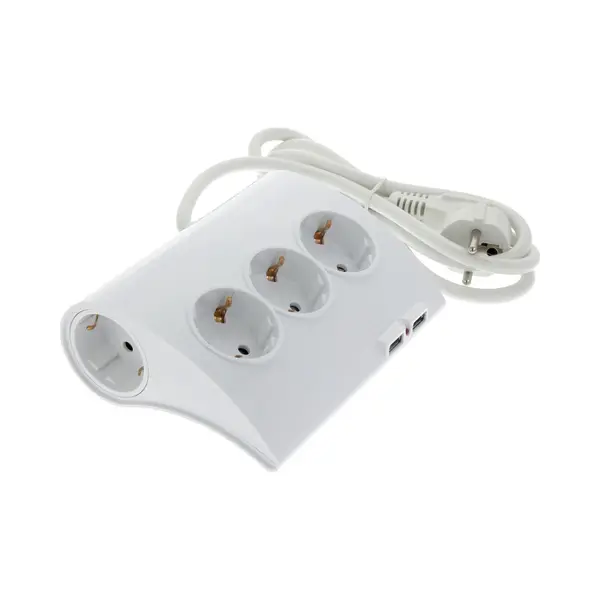 Q-Link Stekkerdoos 5V Ra Thermoswitch/2Xusb 1.5m 3X1.5 - Wit thumbnail
