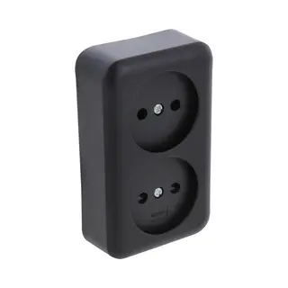 Q-Link Dubbel Stopcontact - Wandcontactdoos Met Kinderbeveiliging - Opbouw - Zwart
