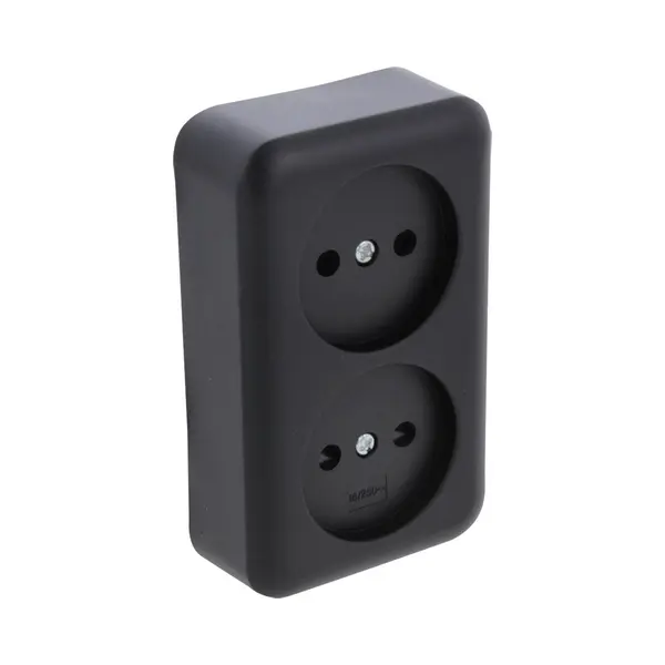 Q-Link Dubbel Stopcontact - Wandcontactdoos Met Kinderbeveiliging - Opbouw - Zwart thumbnail