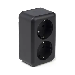 Q-Link Dubbel Stopcontact – Wandcontactdoos Met Kinderbeveiliging – Opbouw – Geaard - Zwart