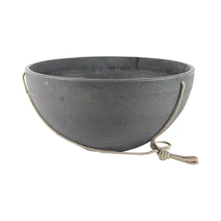 Ter Steege Hangende Bloempot/plantenpot Schaal - Gerecycled Kunststof/steenpoeder - Donkergrijs - Dia 25 Cm - Hoogte 12 Cm - Voor Buiten