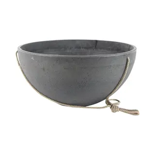 Ter Steege Hangende Bloempot/plantenpot Schaal - Gerecycled Kunststof/steenpoeder - Donkergrijs - D35 Cm X H17 Cm - Voor Buiten