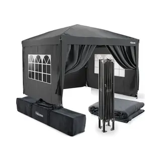 Tristar Partytent 3x3m - Pt-7802 - Easy Up - Met Zijwanden - Waterdicht - Inclusief Draagtas - Paviljoen - Opvouwbaar - Antraciet