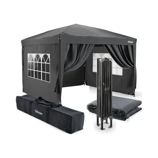 Tristar Partytent 3x3m - Pt-7802 - Easy Up - Met Zijwanden - Waterdicht - Inclusief Draagtas - Paviljoen - Opvouwbaar - Antraciet thumbnail