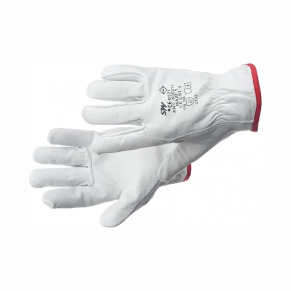SafeWorker 430*13 Driver Glove Rundleder 01020107 - 12 Stuks - Wit - 10 thumbnail