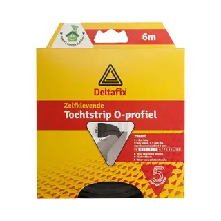 Deltafix Tochtstrip - Tochtwering - Zwart - Zelfklevend - O-profiel - 6 M X 9 Mm X 6 Mm