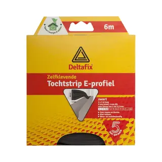 Deltafix Tochtstrip - Tochtwering - Zwart - Zelfklevend - E-profiel - 6 M X 9 Mm X 4 Mm