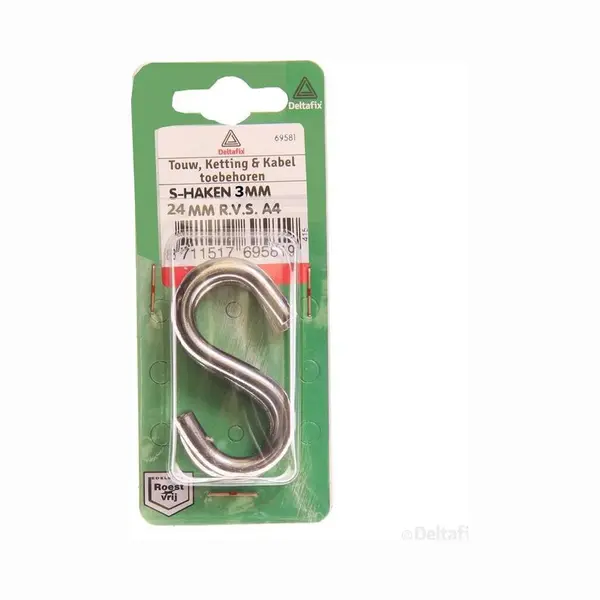Deltafix S-haak R.v.s. A4 30 Mm X 3 Mm 4 St. thumbnail