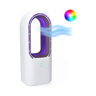 Bladloze Ventilator Met Led Licht - Tafelventilator Met Verlichting - Draagbare Ventilator - Wit - Silvergear
