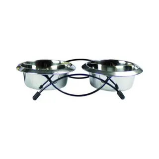 Adori Standaard Met 2 Rvs Bakken - Kattenvoerbak - 30x15x8 Cm Kat