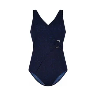 Ten Cate Swim - Swimsuit Soft Cup V-neck Buckle - Wedstrijd Badpak Dames - Blauw, Zwart