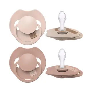 Difrax Lovi Dynamische Fopspeen 0 Tot 6 Maanden, Beige En Bruin, 2 Stuks, Gemakkelijk Te Accepteren, Bpa-vrij, Hoogwaardige En Duurzame Siliconen