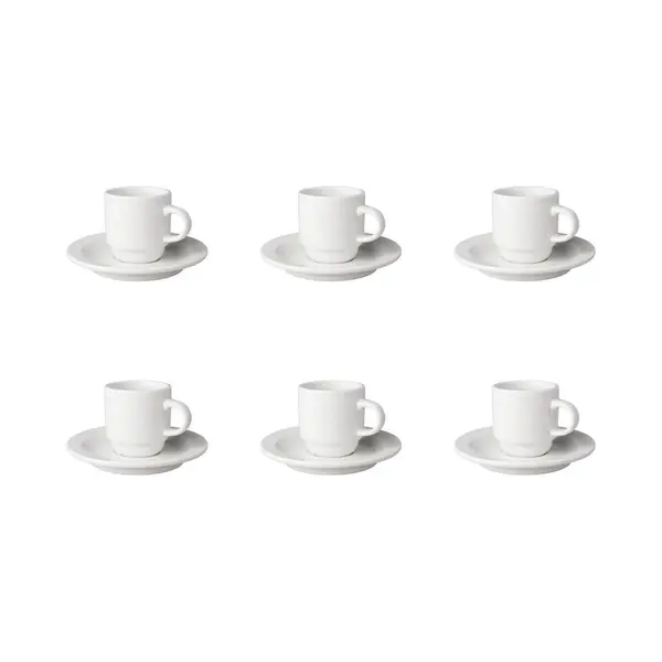 Mammoet - Budgetline - Kop En Schotel - Smalle Rand - 6 Stuks - 14 Cl - Wit - Porselein - Koffiekopjes thumbnail