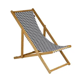 Bo-Camp 1200300 strandstoel Zwart, Wit Doek Zittend