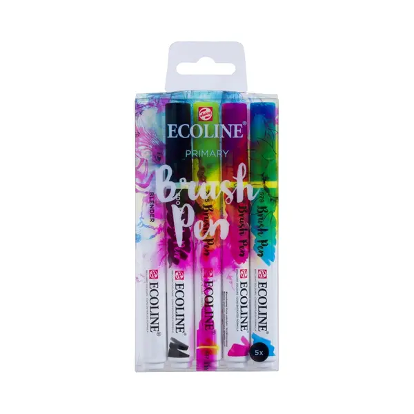 Talens Ecoline markeerstift 5 stuk(s) Zwart, Blauw, Magenta, Geel thumbnail