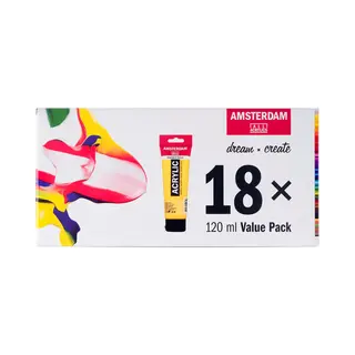 Amsterdam 17791918 Acrylfarbe 120 ml Schwarz, Blau, Cyan, Grün, Grau, Magenta, Orange, Rot, Violett, Weiß, Gelb Tube