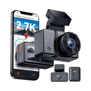 Vantrue E2 1944P+1944P Dashcam Auto 5GHz WiFi Gps, Draadloze En Spraakgestuurde Dashcam Voor Achter, Wdr-nachtzicht, Buffer Parkeermodus Autocamera,